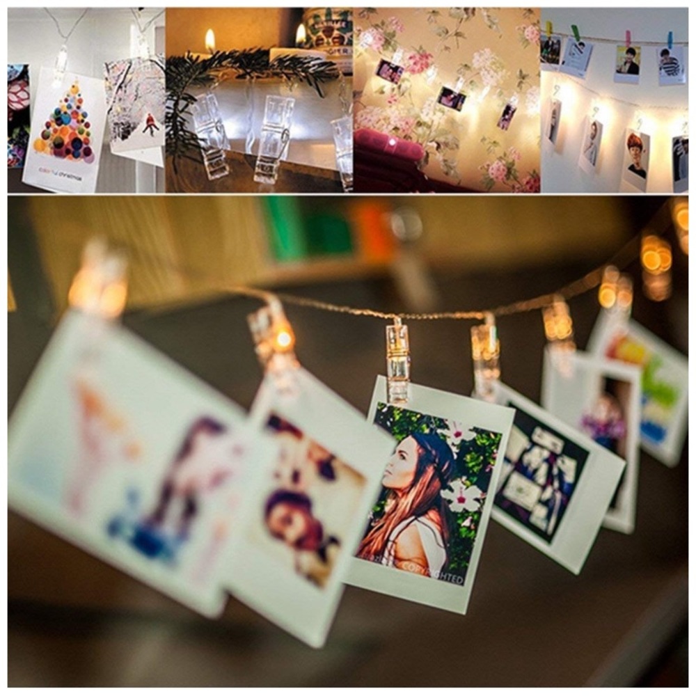Photo Holding String Lights with Clips